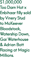 $1,000,000 Too Darn Hot x Enbihaar filly sold by Vinery Stud to McKeever Bloodstock, Watership Down, Gai Waterhouse &...